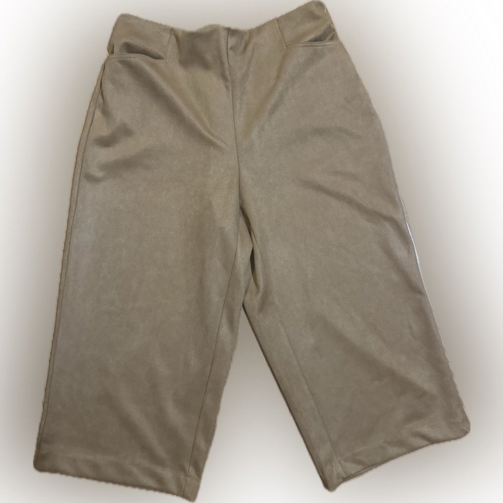 Tahari Woman’s Tobacco Faux Leather Cropped Pants NWT Size XL